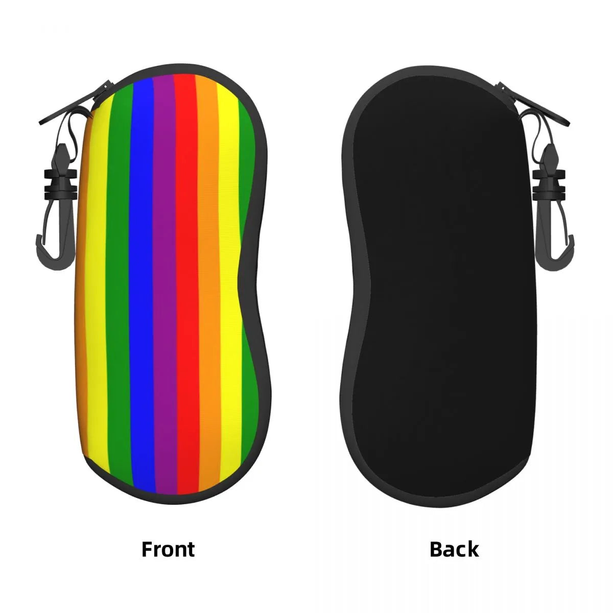Rainbow Striped Vertical Glasses Case Pride Celebration Daily Zip Sunglasses Pouch Fashion Male Female Eyewear Organizer