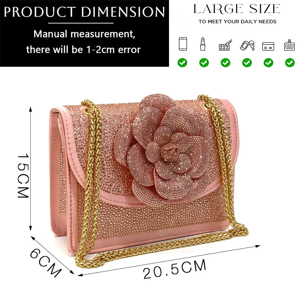 Italian Design Handmade Silver/Green Peach Color Elegant Lady Shoes And Bag Set with Rhinestones Embellished Pearls-knot Wear-Resistant And Comfortable Heel Evening Wedding Party Shoes Ladies Luxury Fashion Clothing Supplies