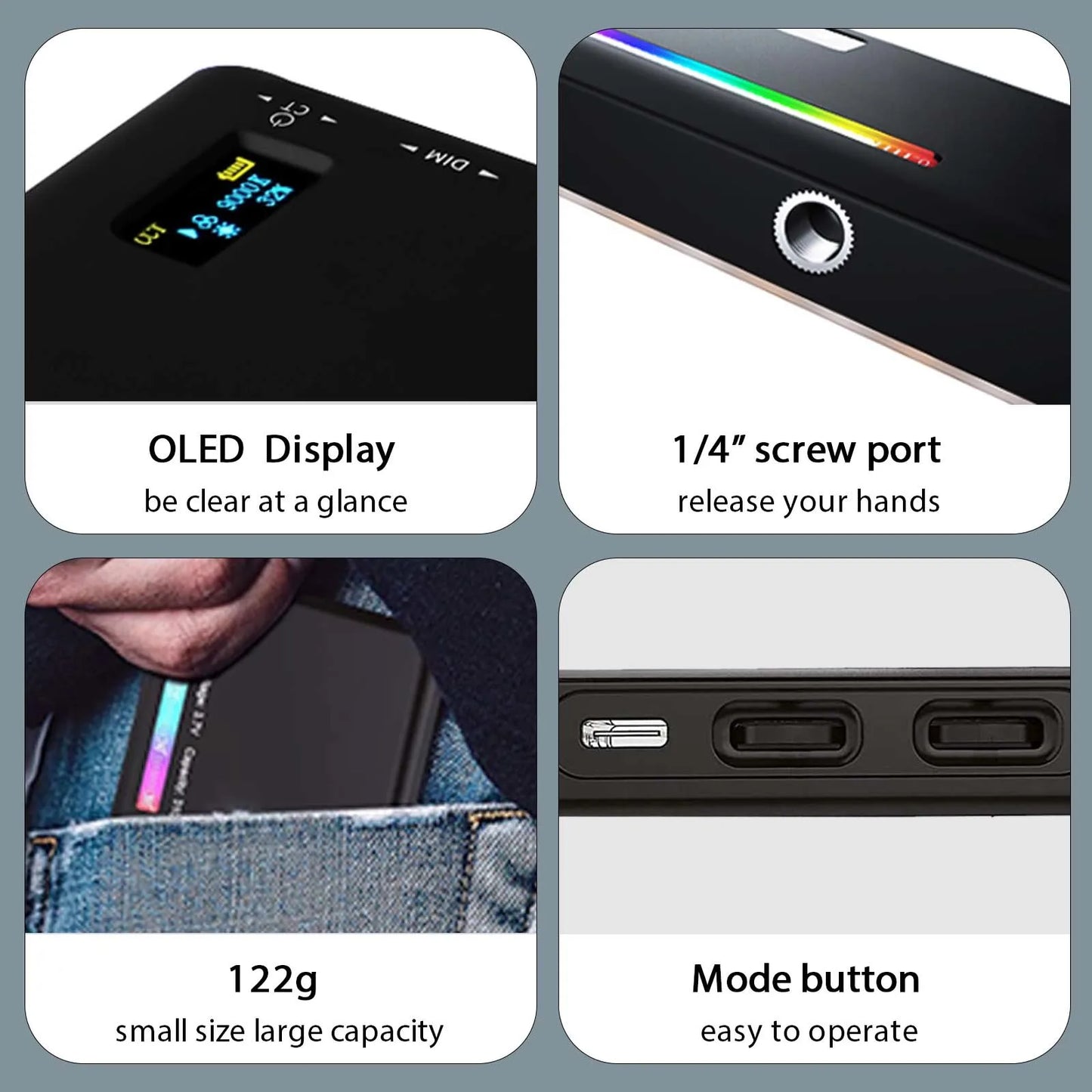 NEW Arrivals RGB LED Video Light Photography Fill Camera Lighting Panel CRI95+ 2500-9000K LCD Display Cold Shoe For Vlog Live Streaming DSLR