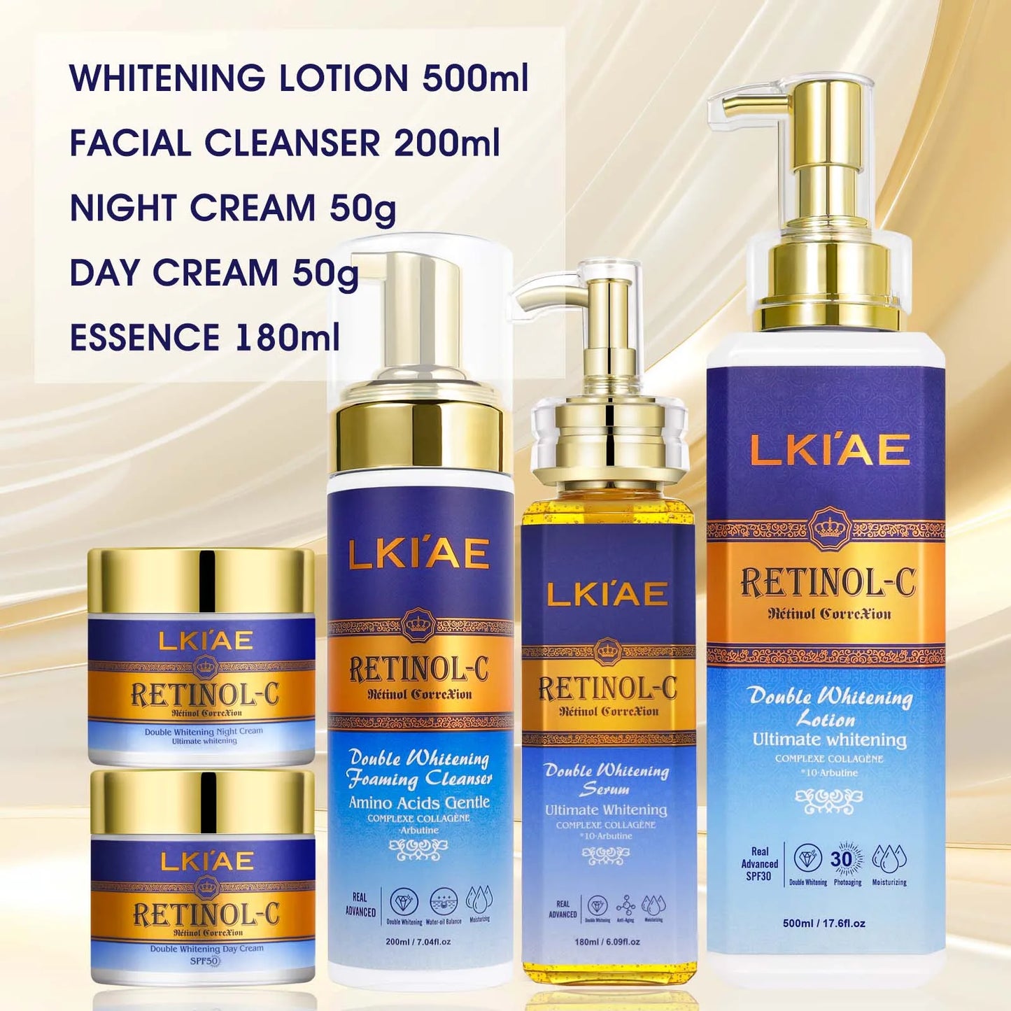 NEW Arrivals 5PCS Set Korean Set Retinol Natural Carrot Oil Shea Butter Facial Deep Cleanser Set Lightening Full Body Korean Cosmetic Set Korean Skin Care Products
