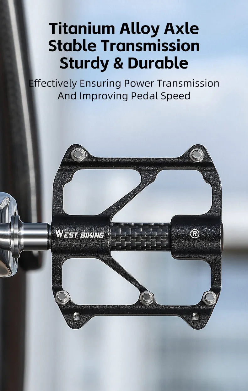 NEW Arrivals 3 Colors MTB Titanium Shaft Pedal Ultralight Mountain Bicycle Carbon Fiber Pedal 3 Bearings Road Bike Professional Pedal Anti-Slip Racing Cycling Pedals.