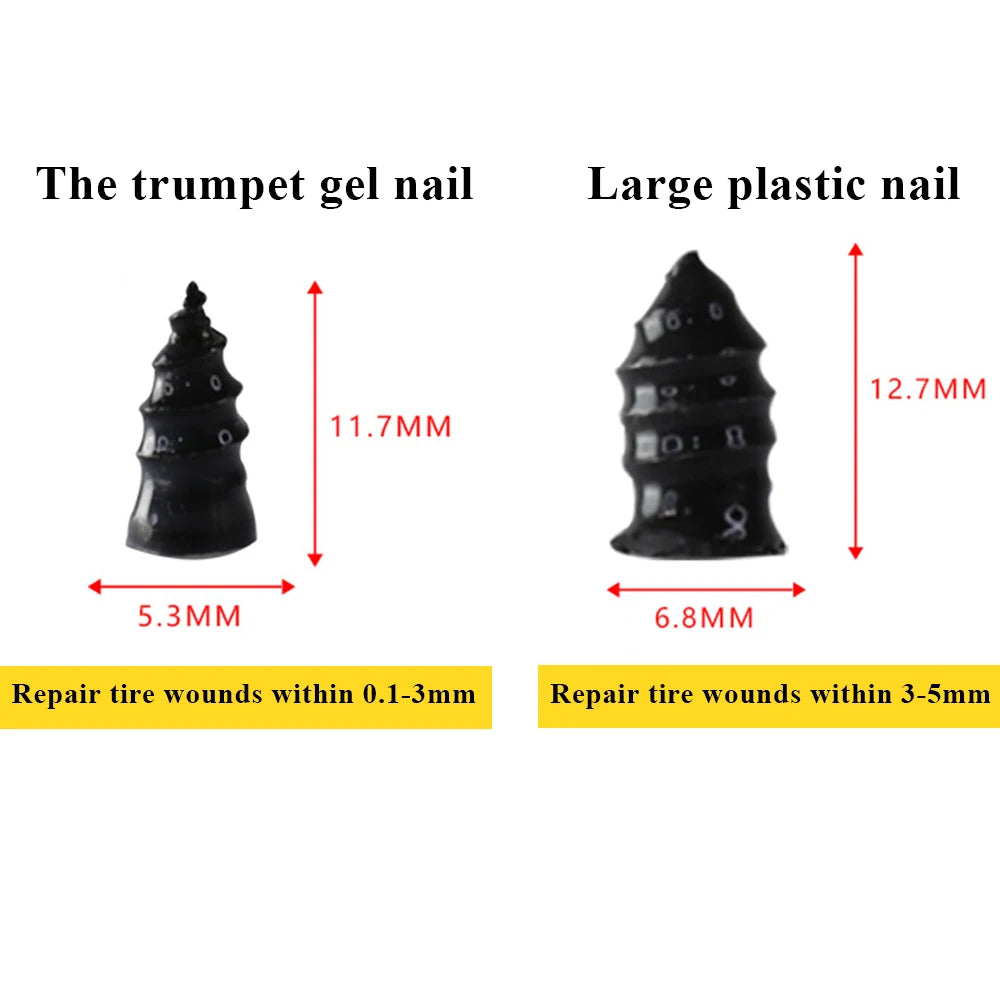 10Pcs Car Tyre Repair Rubber Nail Set Universal Car Motorcycle Tyre Repair Nails Truck Scooter Bike Tire Puncture Repair Tool