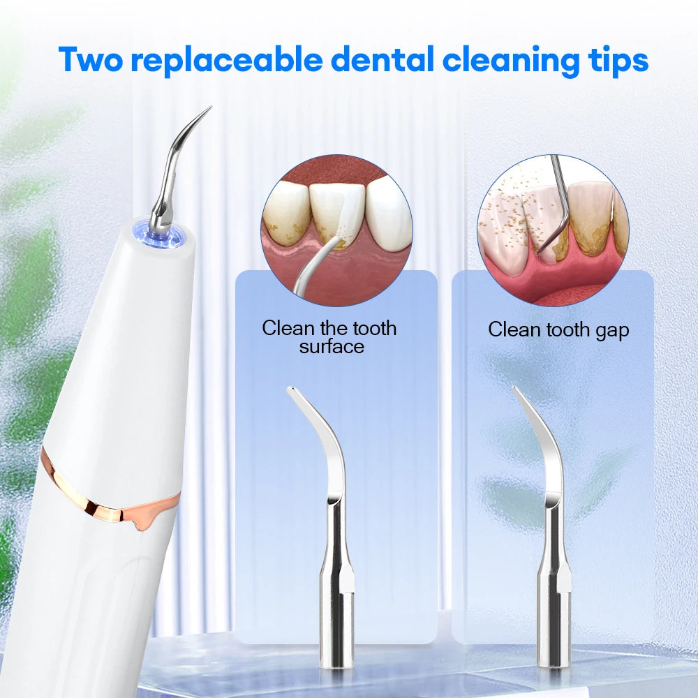 Ultrasonic Electric Teeth Cleaner Set Dental Sonic Scaler Kit for Teeth Tartar Stain Dental Stone Removal Teeth Whitening Tool