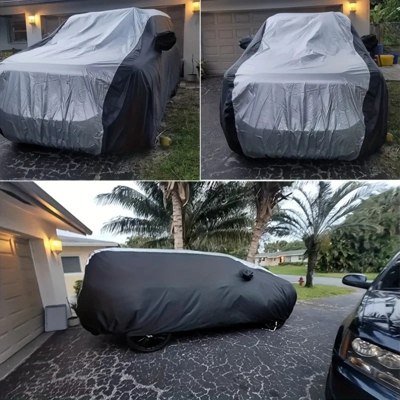 NEW Silver/Black XL-XXL Size Exterior Car Cover Universal Waterproof Dustproof UV Protection Car Protective Cover for Sedan SUV Full Car Covers