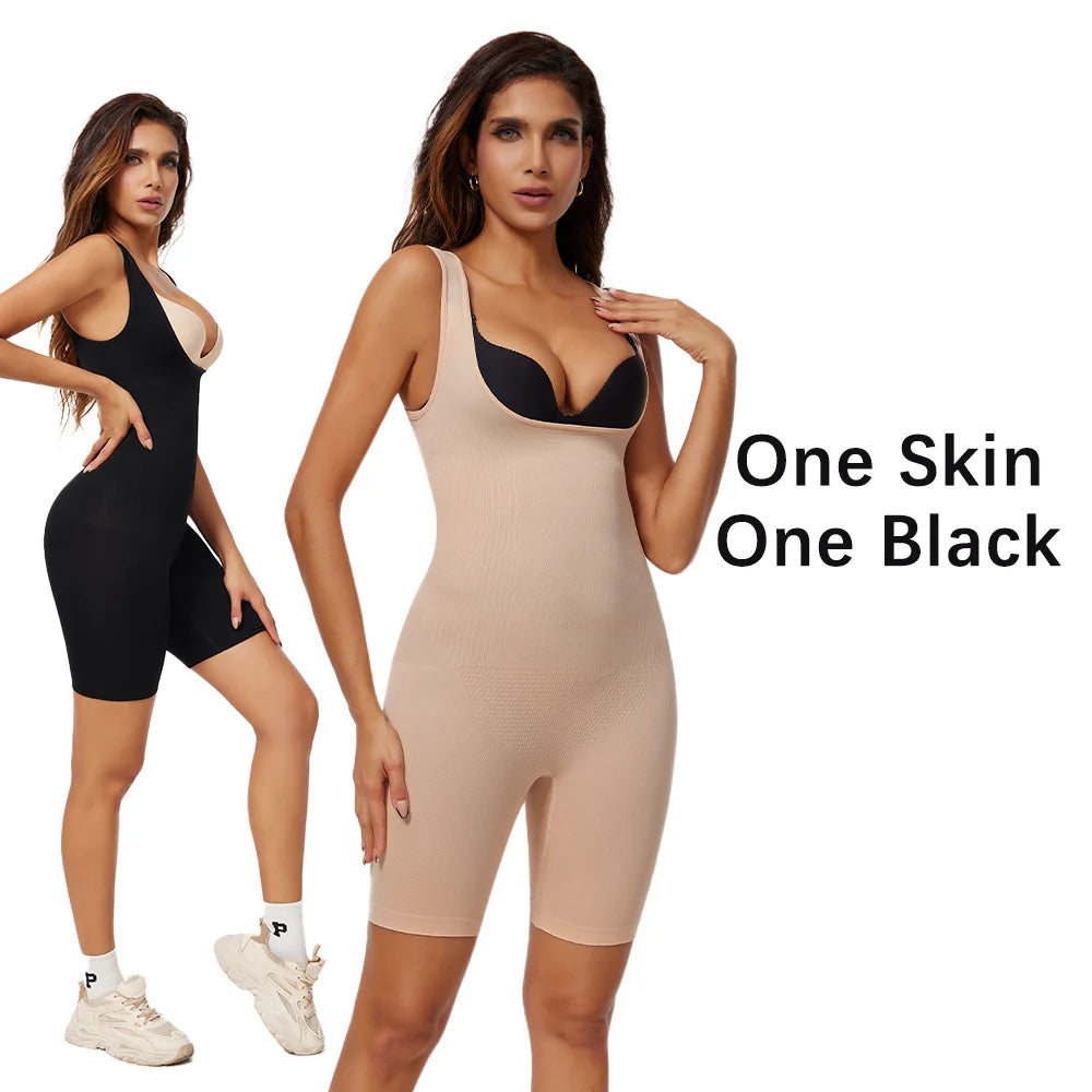NEW Arrivals 2PCS Set S-2XL Women Tighten Up Breast Bodysuit Boxer Briefs Underwear Shapewear Butt Lifter New Tummy Control Body Shaper Slimming Bodysuits