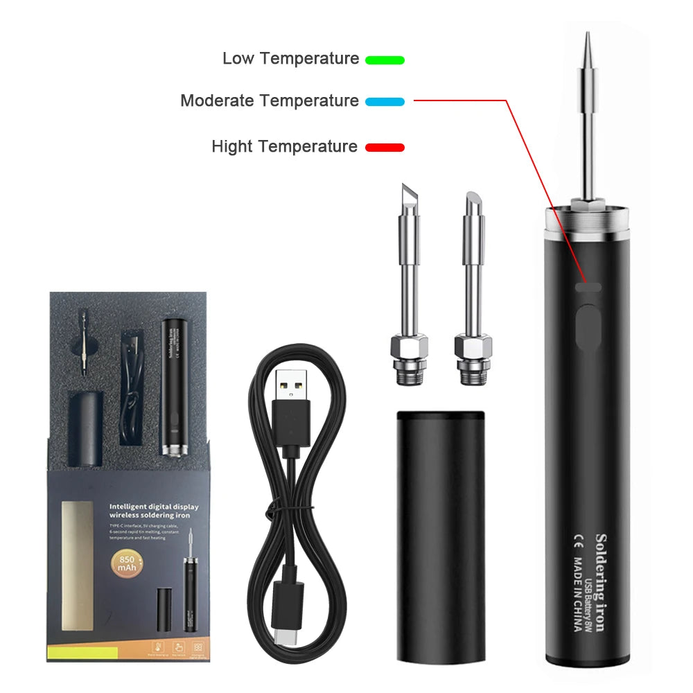 NEW Arrivals USB Soldering Iron Set Kit 5V 8W with Lithium Battery Portable Repair Welding Tools Electric Solder Iron Soldering Station Solder Wire
