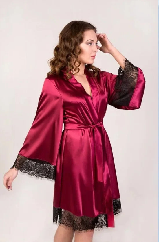 NEW S-2XL Sexy Luxury Silk Robe for Women Large Size Fun Underwear Sleep Dress Trendy Nightgown Comfortable Soft Material Home Wear Robes