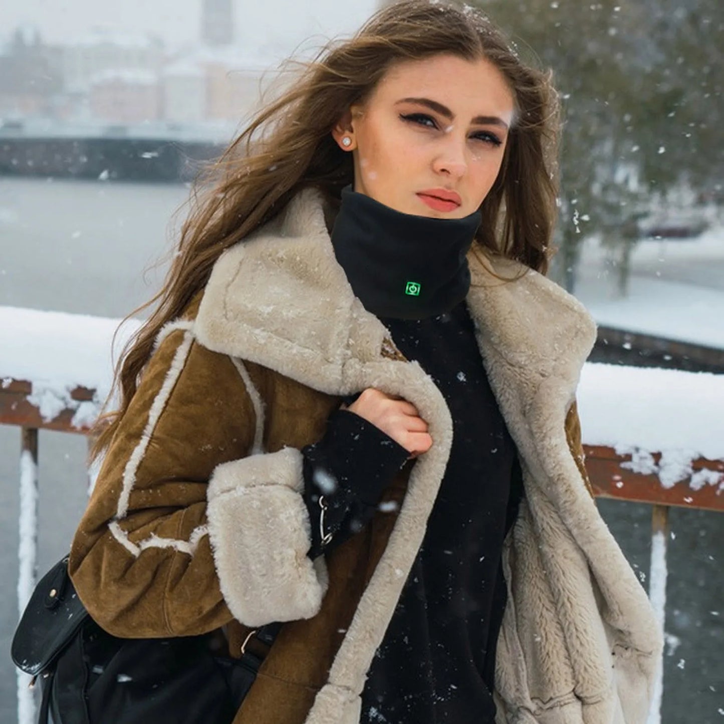 Usb Heating Scarf Neck Unisex Solid 3 Speed Fleece Bib Scarf Winter Snood Scarves Outdoor Keep Warm Scarf Ring 2023 New Fashion