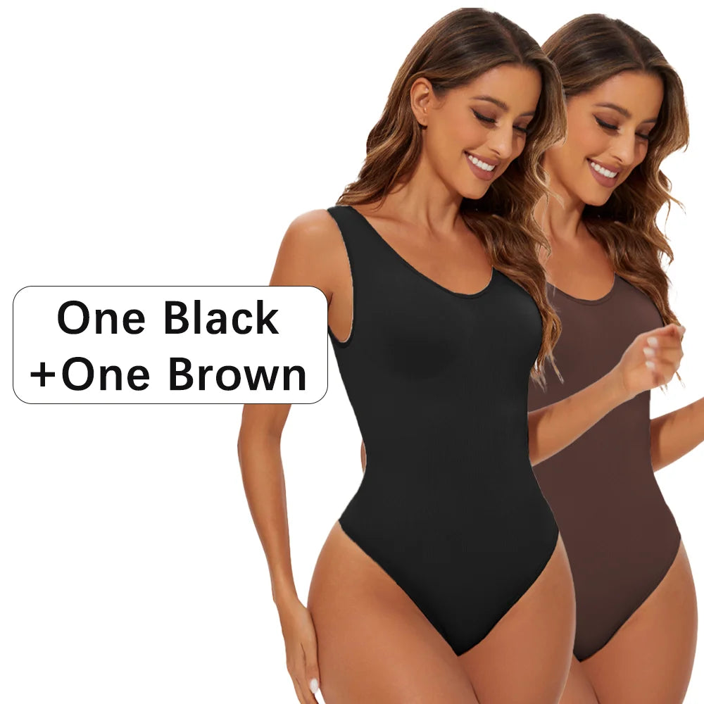 NEW Arrivals 3PCS Set S-2XL Women's Sexy Thong Shapewear Bodysuit Seamless Body Shaper Body Shaping Slimming Wide Shoulder Strap Thong Underwear Shapers