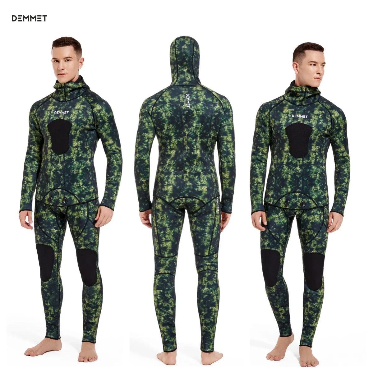 NEW S-3XL Plus Size 3mm/5mm Professional 2PCS Set Spearfishing Wetsuit Camouflage Open Cell Neoprene Free Diving Suit Full Suit Men Hooded Snorkeling Suits Sports Kayak Swimming Diving Sets