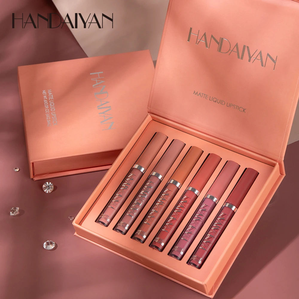 NEW Arrivals 6PCS Set Non Stick Cup Liquid Lipstick , Long-Lasting Lip Gloss Gift Box – Matte Finish Lip Gloss, Resistant to Fading Women Cosmetic Supplies