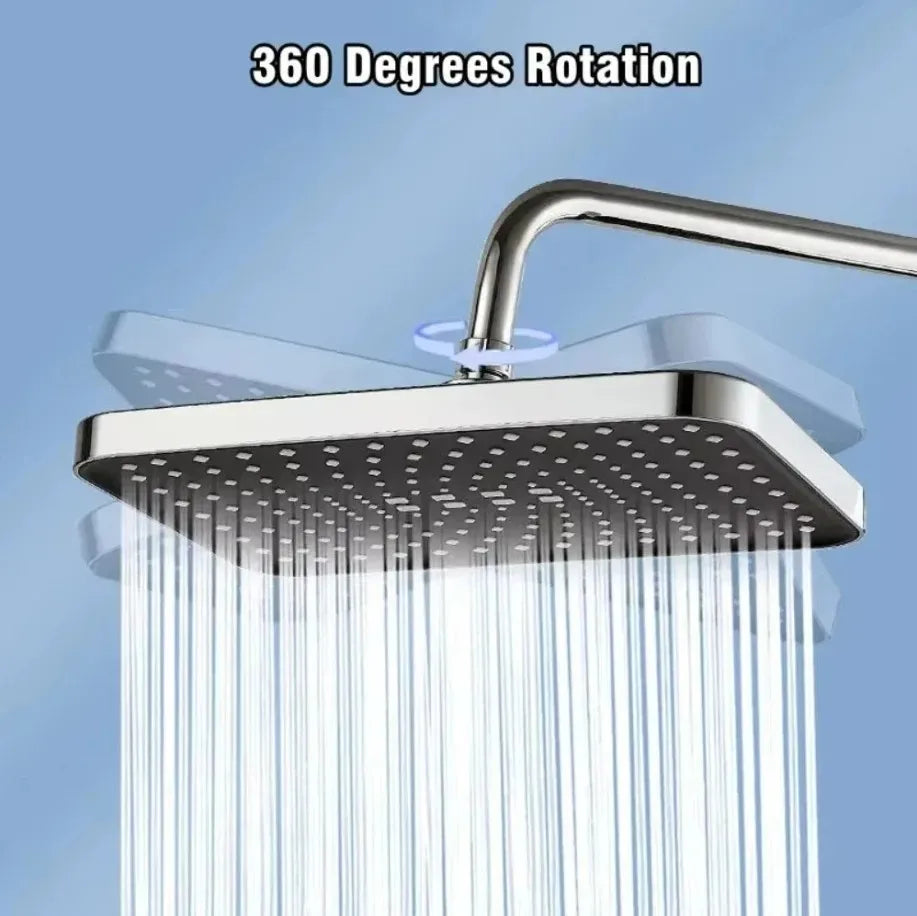 NEW Arrivals 14 IINCH 360 Degrees Rotation High Pressure Top Spray Rain Shower Head Larger Flow Supercharge Rainfall Showerhead 360° Swivel Water Saving Shower Accessories Bathroom Tools