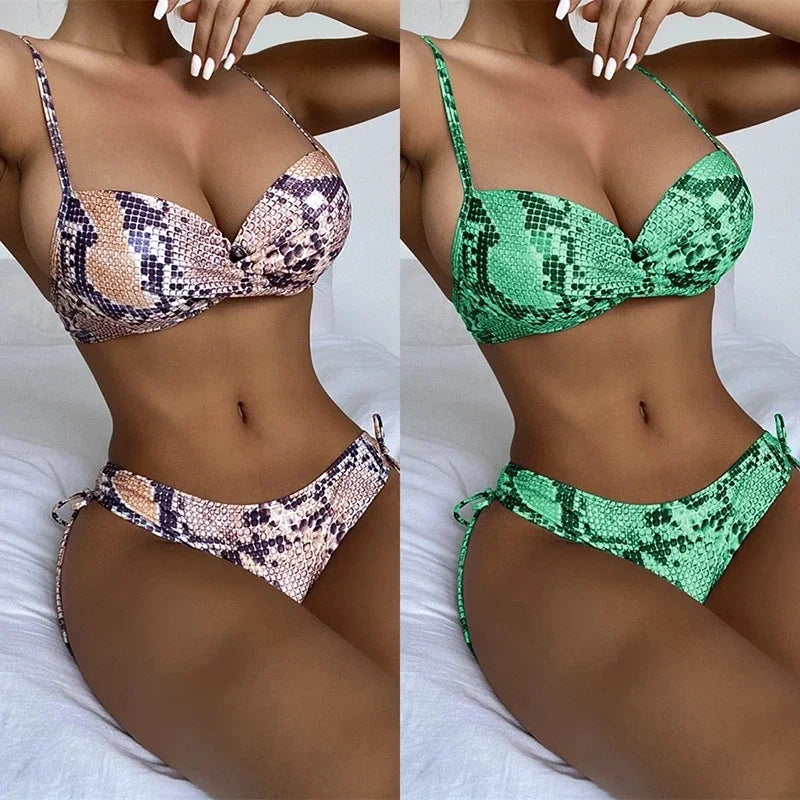 NEW!!!! Snakeskin Bikini Women's European and American Steel Support Bikini