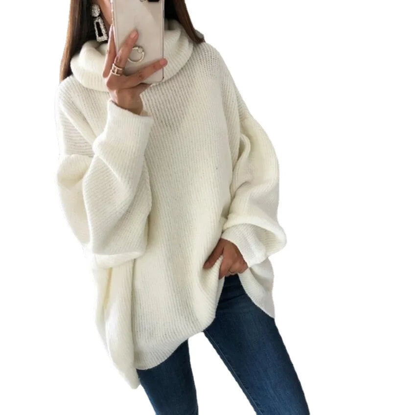 NEW Arrivals UK Size 4 Colors Autumn And Winter Turtleneck Sweater Oversized Women Warm Knitted Pullovers Female Casual Loose Long Sleeve Tops Jumper