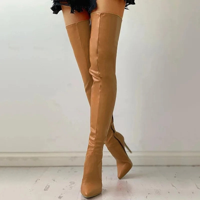 NEW Arrivals Autumn/Winter Women's Boots Pointed Side Zipper Slim High Heels Large Over Knee Boots Women's Boots Platform Boots Women Shoes