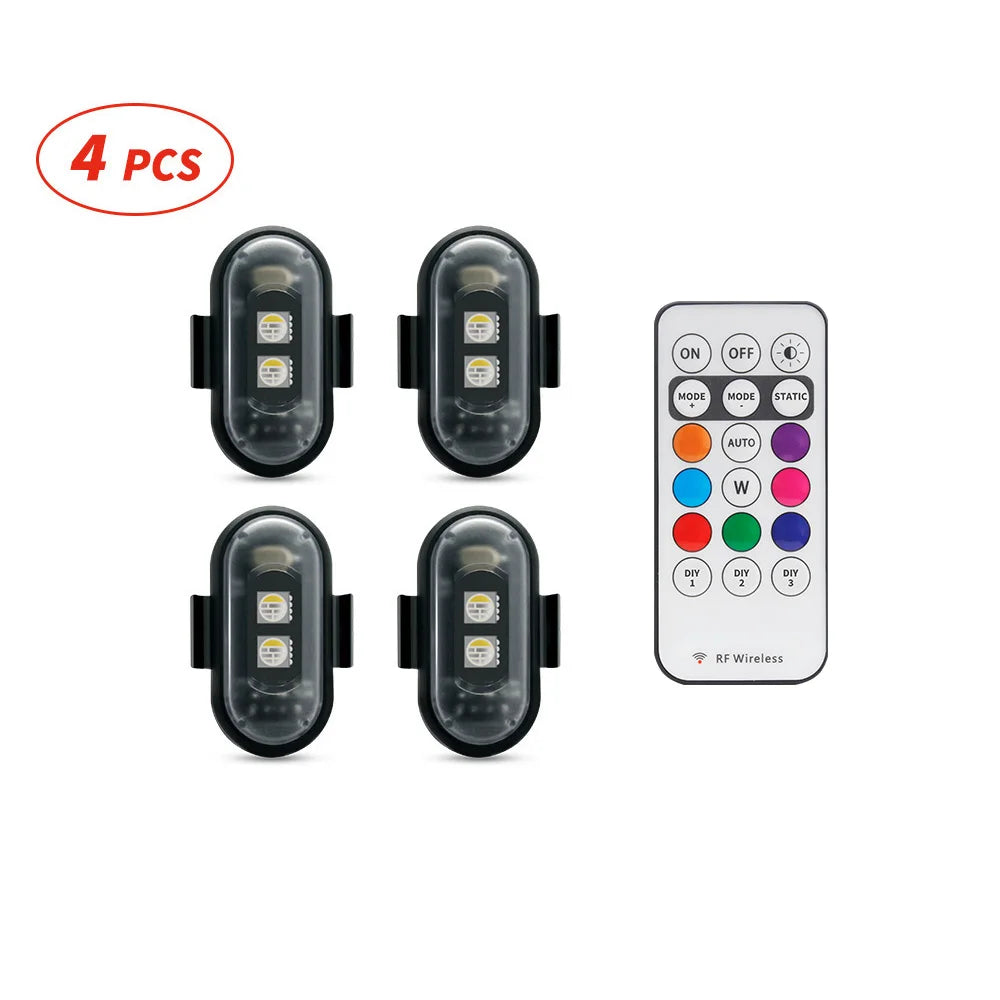 NEW Arrivals 2/4/8PCS Set Bicycle Motorcycle Helmet Strobe Light, APP Controlled RGB LED, Universal for Bicycle Scooter/Car/Helmets/Drone, IP67 5V Adhesive Lights Set Sports Supplies