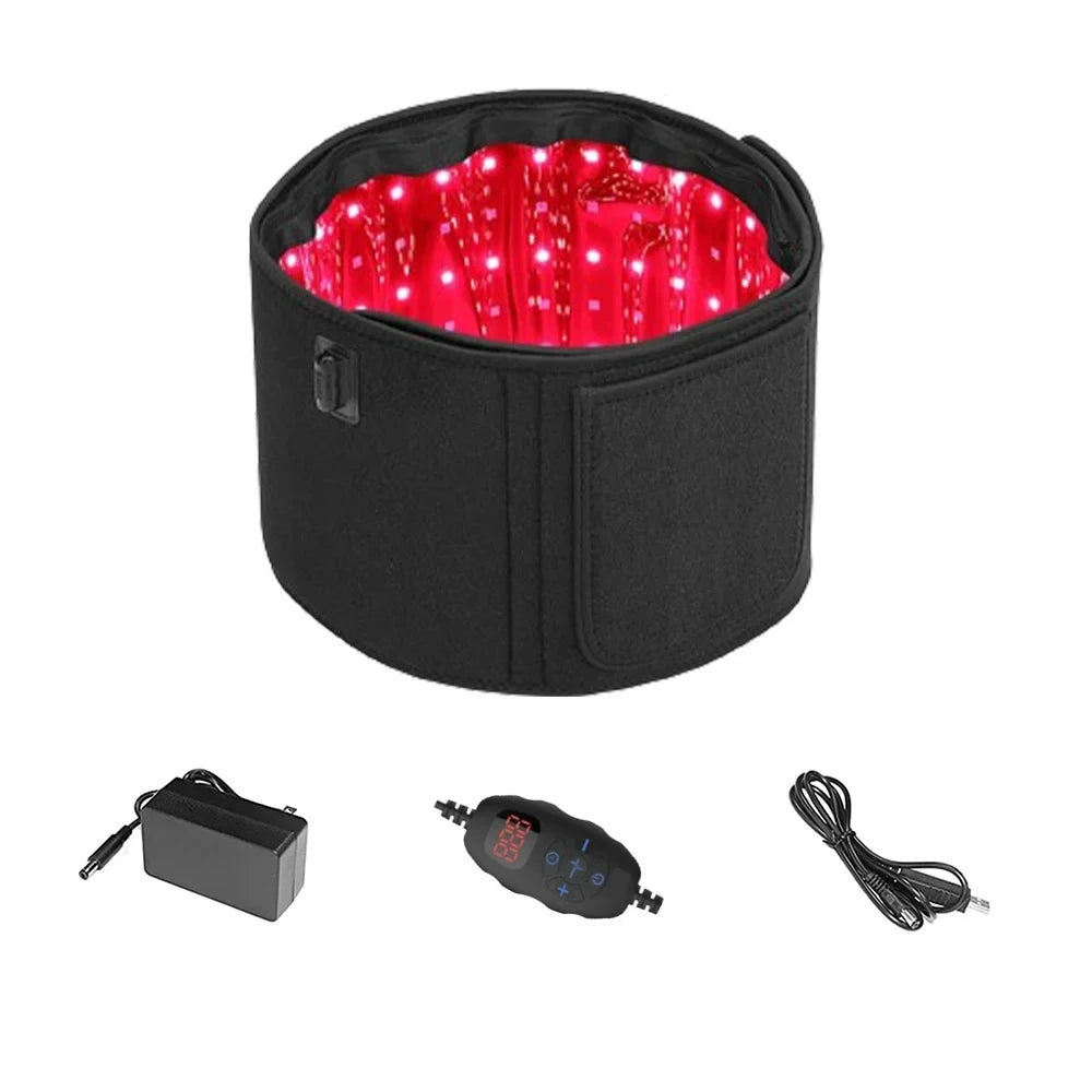 Red &Infrared LED Light Therapy Belt 850nm 660nm Back Pain Relief Wrap Burn Fat Wrap Slimming Machine Waist Heat Pad Full Body Massager