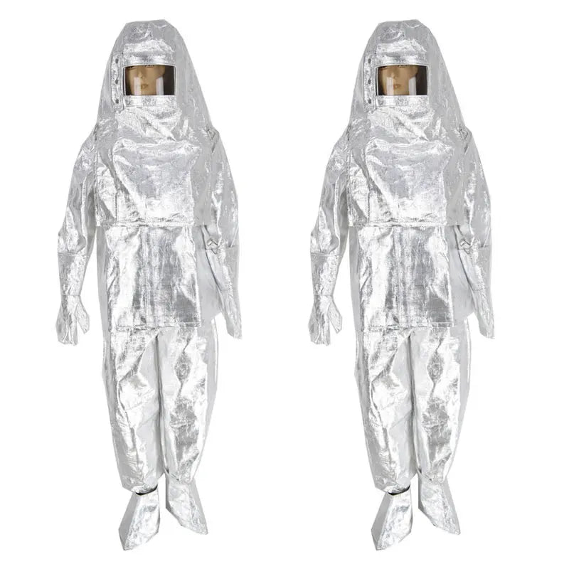 NEW High Quality SOS Emergency Survival 500 Degree Thermal Flames Retardant Fire Heat Resistant Protection Radiation Heat Resistant Aluminized Suit Fireproof Clothes Firefighter Full Body Uniform