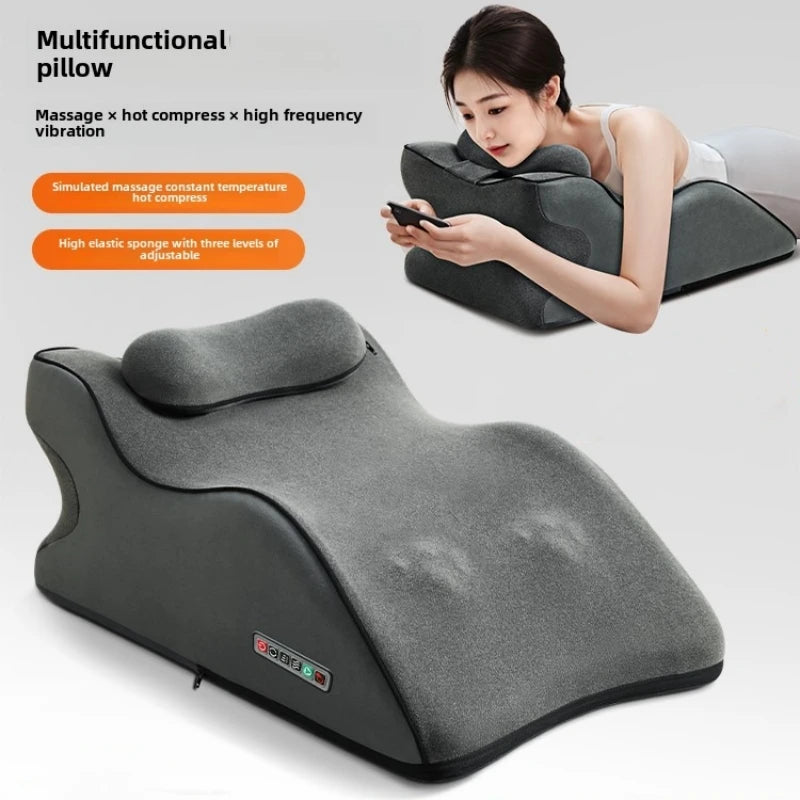 NEW Arrivals South Korean Electronic Kneading UK Plug High Frequency Vibration Relaxation Massager Lie On Bed Sleeping Pillow Multifunctional Prone Position Massage Cushion Body Care Supplies
