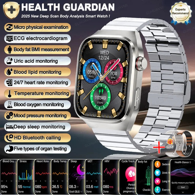 NEW Arrivals 12 Colors/Patterns Women Men Ai Diagnosis Health Healing Wrist Watch ECG+PPG Smart Watch Precise Uric Acid Blood Pressure Organ Body Analysis Smart Watch HD Call Watches Health Watch
