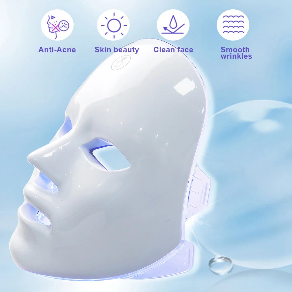 NEW Arrivals 7 Colors LED Facial Mask Photon Therapy Face Skin Care Mask Anti Acne Therapy Skin Rejuvenation Wrinkle Removal Face Beauty Mask Ladies Home Beauty Salon SPA Accessories