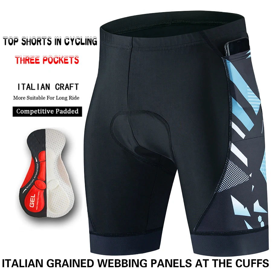 NEW Arrivals S-4XL 7 Patterns Three Pocket Cycling Shorts Bike Tights Triathlon 5D Gel Padded Pro Lycra Bicycle Shorts Breathable Man Mountain Biking Shorts