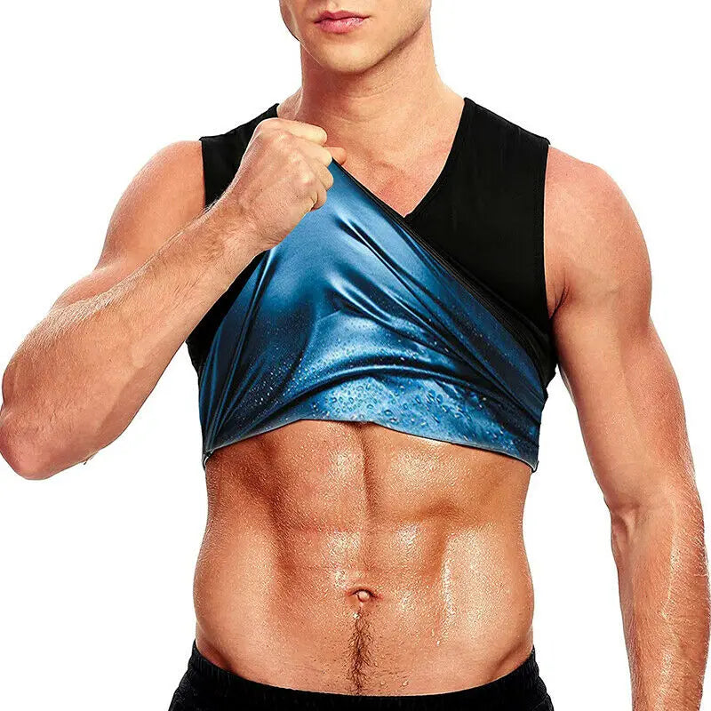 NEW Arrivals S-2XL 2 Colors Heat Trapping Vest Pullover Sweat Enhancing Shirts Workout Tank Top Sauna Shapewear Waist Trainer for Men Compression Fitness Sports Apparel Supplies