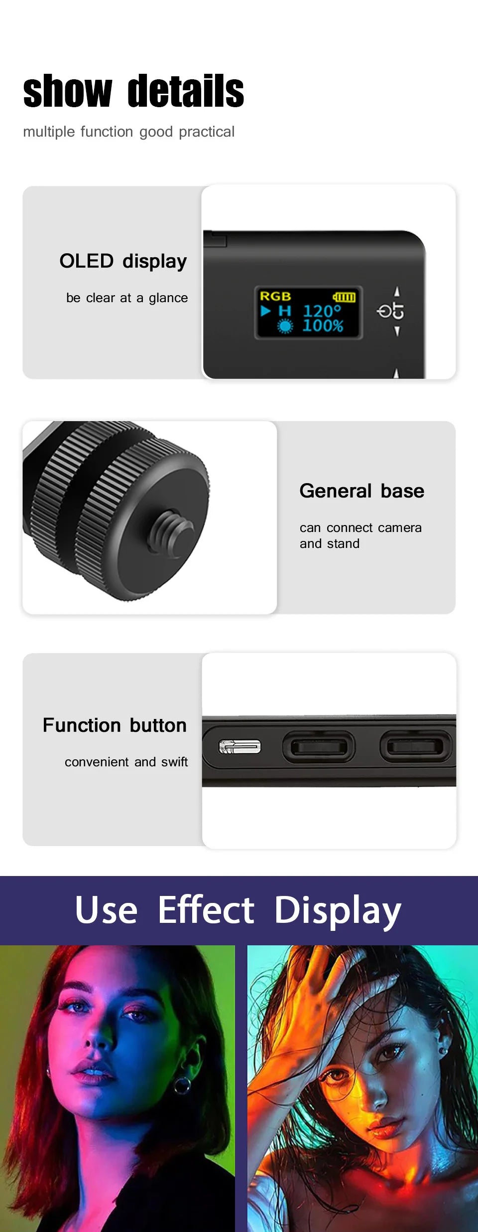 NEW Arrivals RGB LED Video Light Photography Fill Camera Lighting Panel CRI95+ 2500-9000K LCD Display Cold Shoe For Vlog Live Streaming DSLR