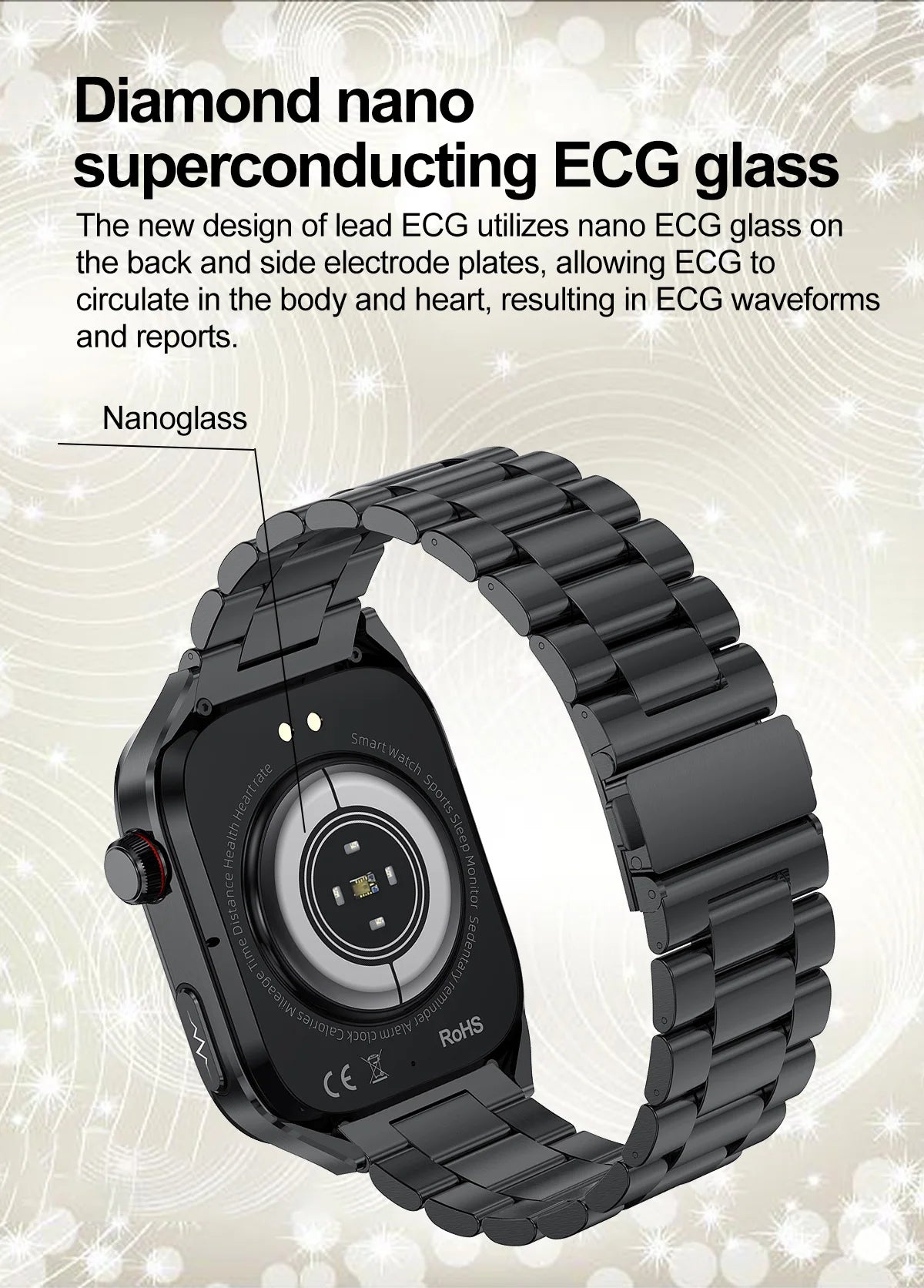 NEW Arrivals Micro Physical Examination ECG Smart Watch Women Men Uric Acid Body Fat Five Organ BP Health Watches HD Call Smart Bracelet Health Care Supplies