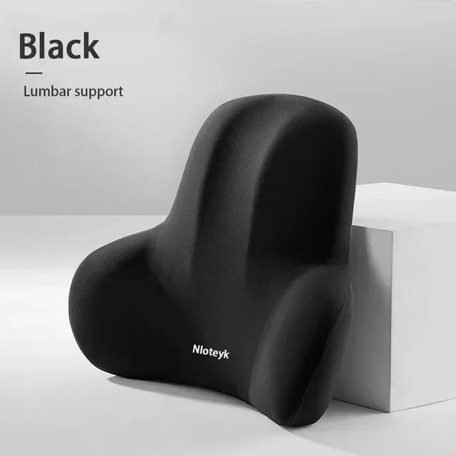 NEW Arrivals 2PCS Set 3 Colors Car Memory Foam Lumbar Support Cushion, Polyester Fabric, Anti-Slip, Washable, Ergonomic Design, Slow Rebound Memory Material