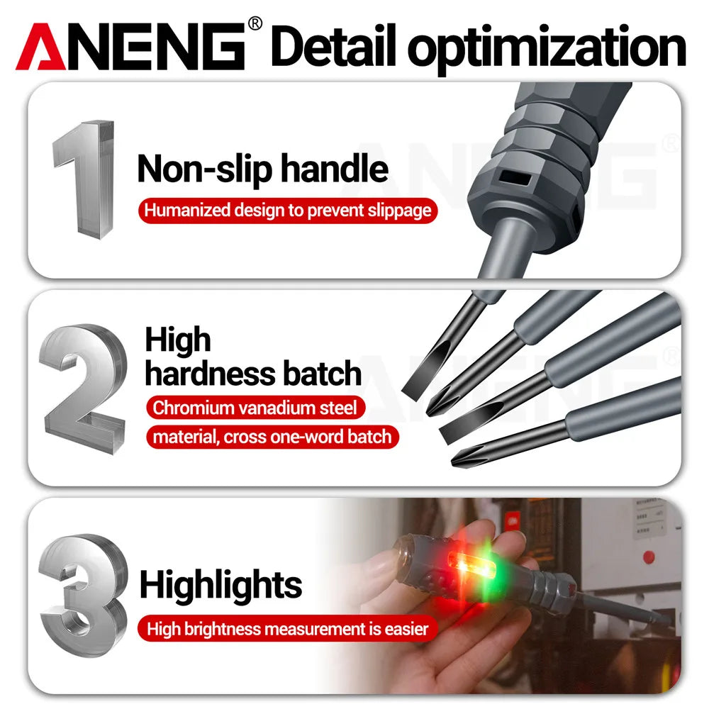 NEW B05 Word/Cross Screwdrivers Neon Bulb Indicator Meter Electric Pen Insulated Electrician Highlight Pocket Tester Pen Tools