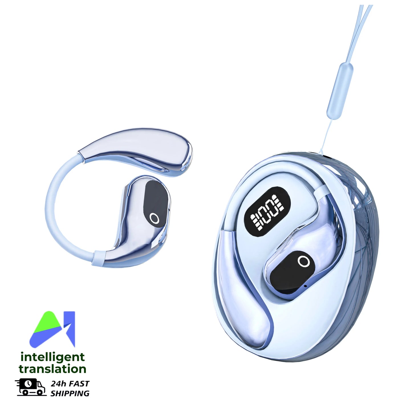 NEW Arrivals AI Translator Earphones 144 Languages Translation Headphones Wireless Bluetooth Headset for Business Office Travel Aboard Sport Earbuds