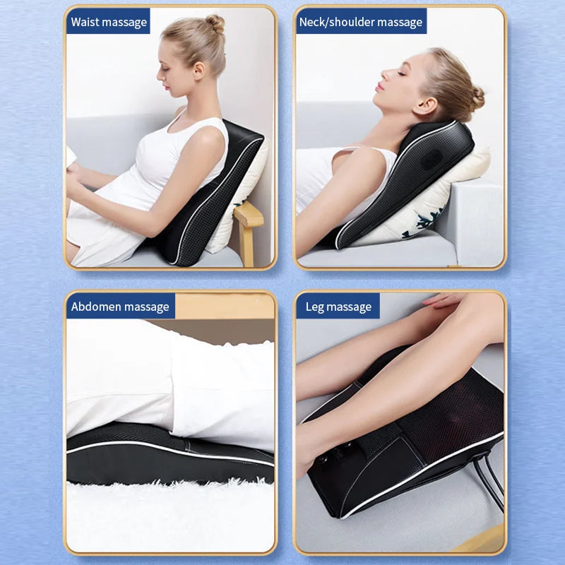 Electric Shiatsu Head Neck Cervical Transaction Body Massager Car Back Pillow with Heating Vibrating Massage Device