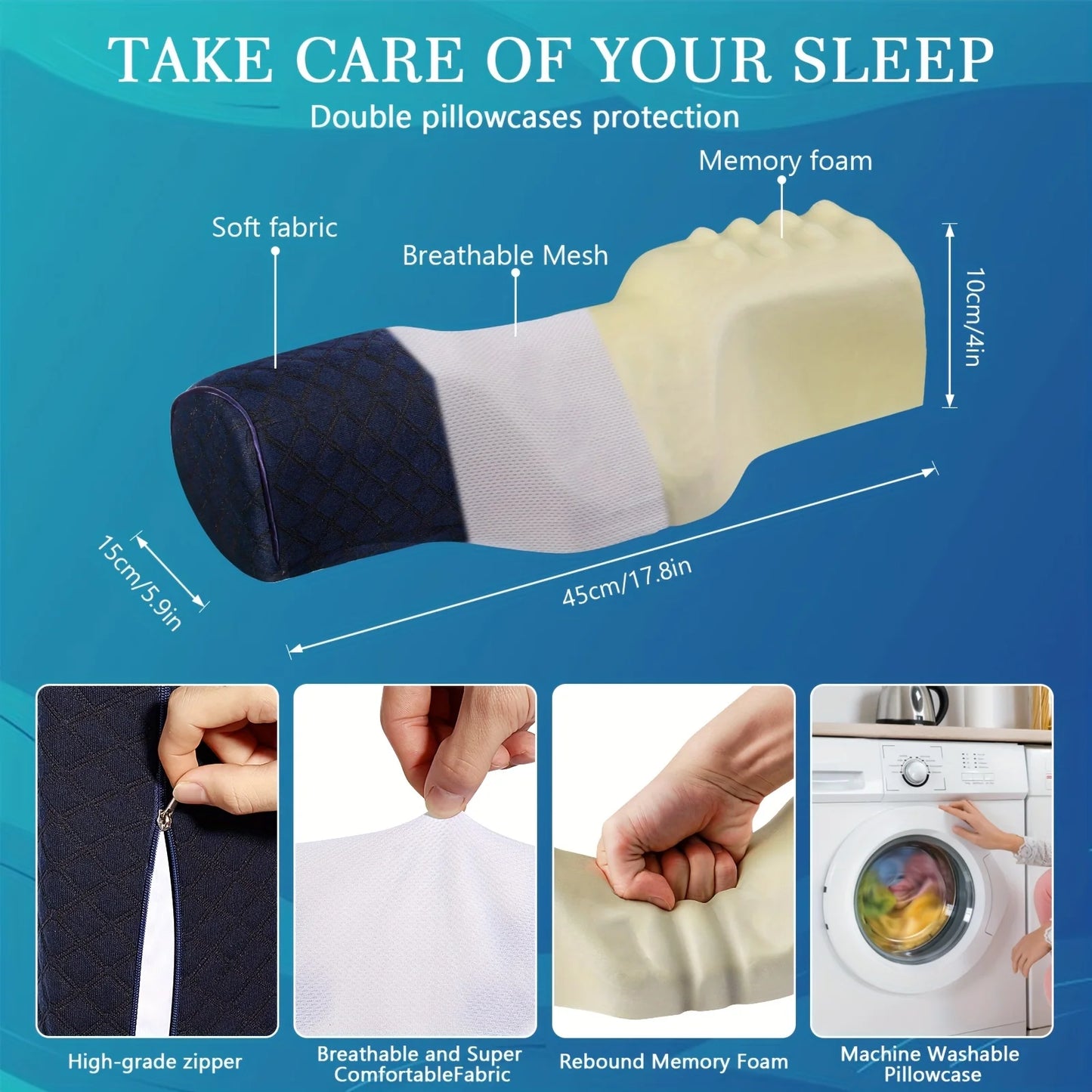 NEW Arrivals Orthopedic Neck Pillow: Superior Cervical Support Soft Memory Foam, Breathable Washable, Ideal for Every Sleeper Pain Relief Relaxation Accessories Health Care Supplies
