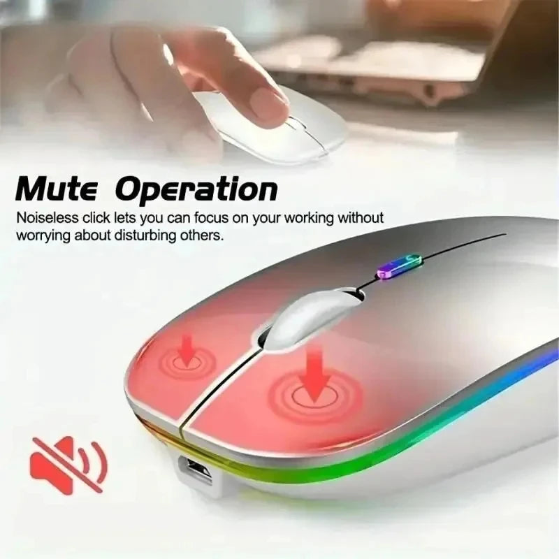 NEW Wireless Mouse Rechargeable Silent LED Backlit Mice PC Laptop Computer Mouse 2.4Ghz Receiver Bluetooth Dual Mode Optical Mice Computer Accessories Electronic Supplies