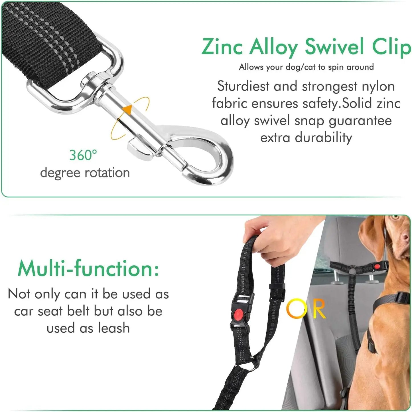 NEW Arrivals 8 Colors Pet Products Car Seat Belt Dog Leash with Buffer Elastic Reflective Safety Rope Leash Dog Security Rope Pets Supplies