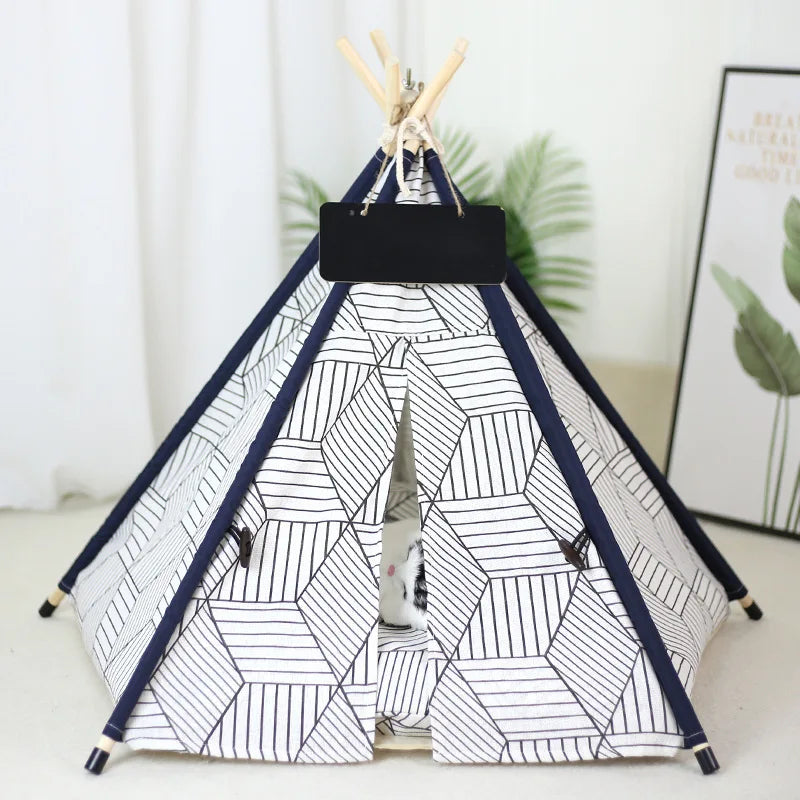NEW Arrivals Pet Tent House Dog Bed Portable Removable Washable Puppy Cat Indoor Outdoor Korean Kennels Cave with Cushion and Blackboard Pets Supplies