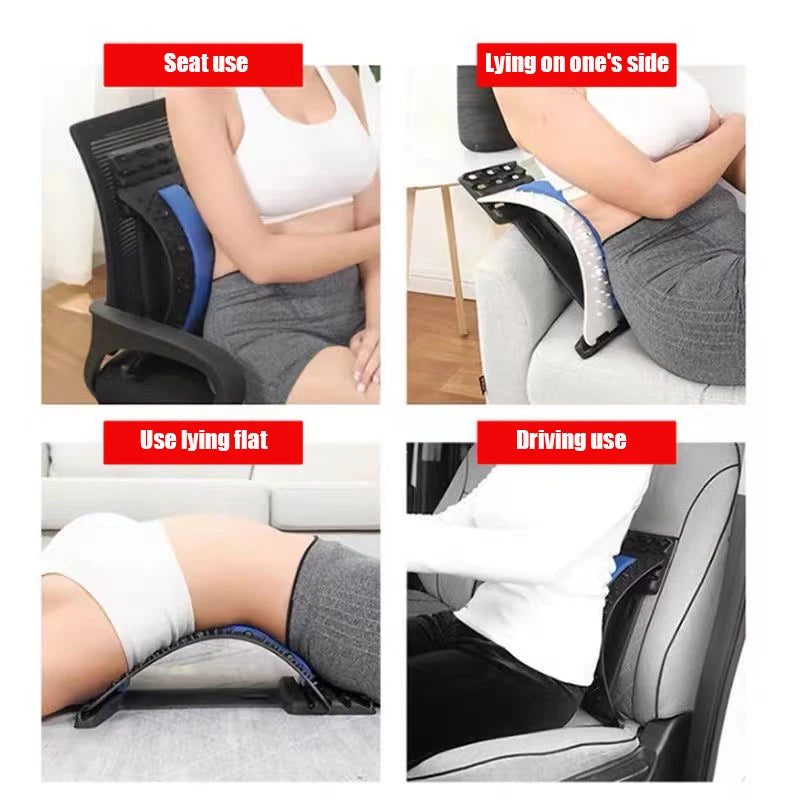 NEW Arrivals Blue/Pink Color Back Magnetic Massager Stretcher Equipment Massage Tools Massage Magic Stretch Fitness Lumbar Support Relaxation Spine Pain Relief Home Sports Supplies