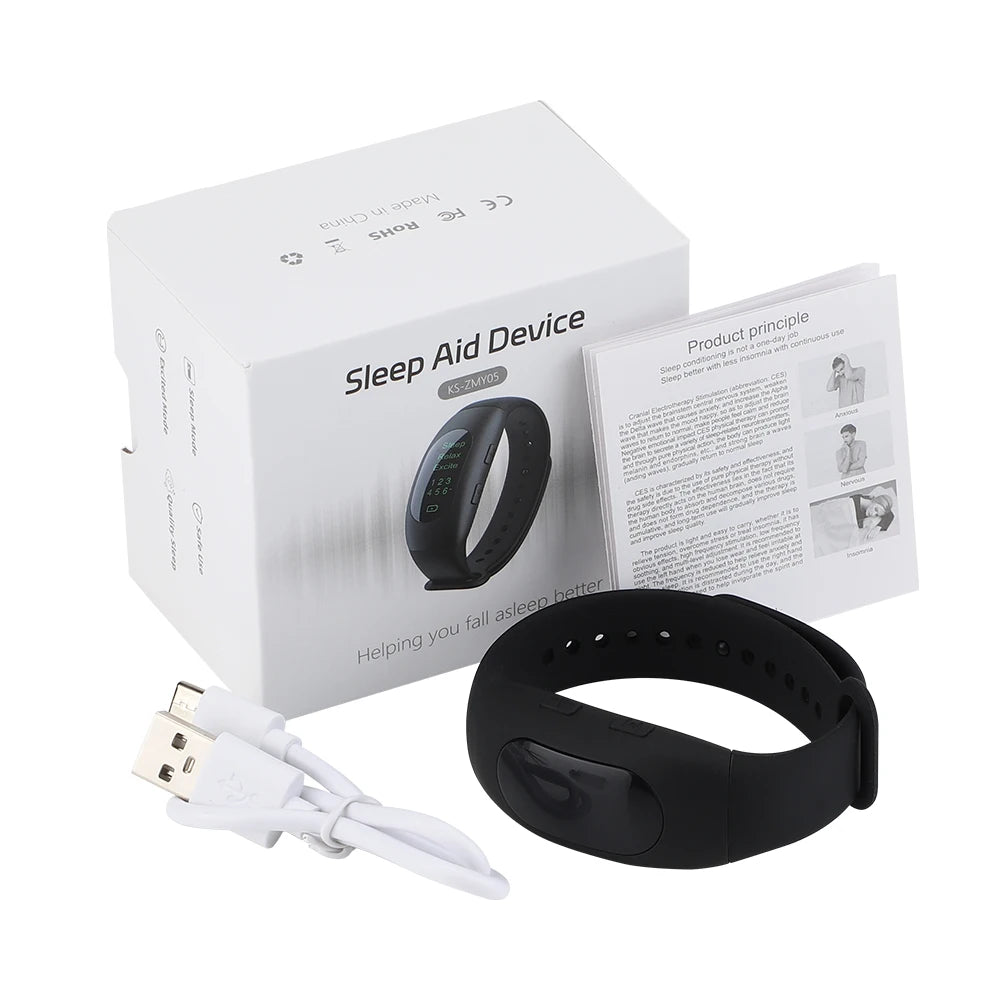 NEW Arrivals Micro-Current Intelligent Sleep Aid Device Fast Sleep Rest Hypnosis Insomnia Artifact Wristband Watch EMS Sleep Aid Instrument Health Care Supplies