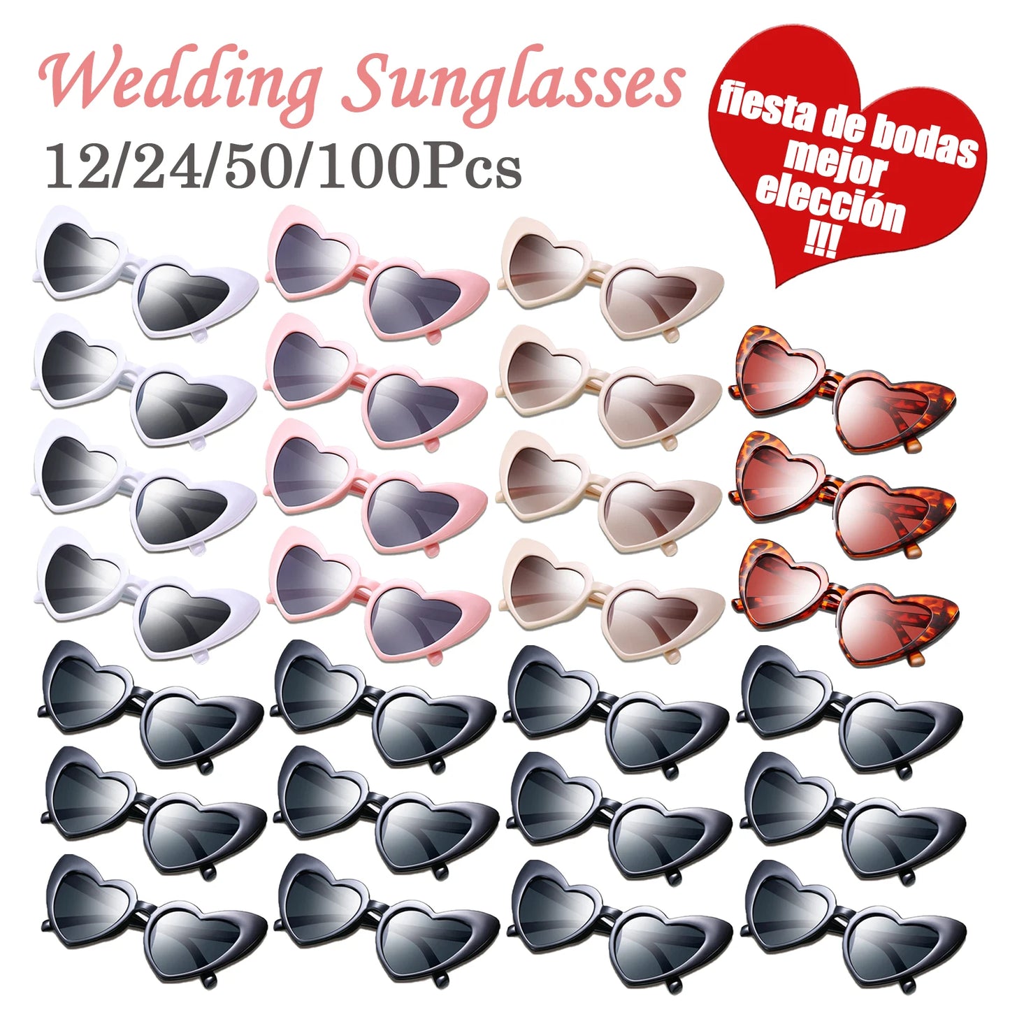 NEW Arrivals 24-48-100PCS Set Wedding Heart Sunglasses Memories for Wedding Guests Wedding Souvenirs Sunglasses Wedding Party Bachelorette Hen Party Accessories