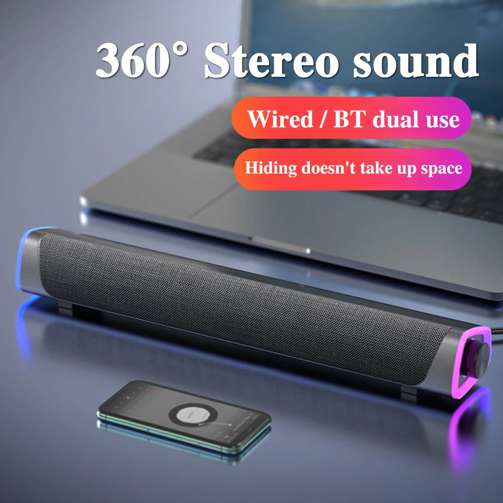 NEW Arrivals 3D Computer Speaker Bar Stereo Sound Subwoofer Bluetooth Dual Speakers Music Player Wired Loudspeaker For Laptop PC Notebook Computer Accessories Electronics Supplies