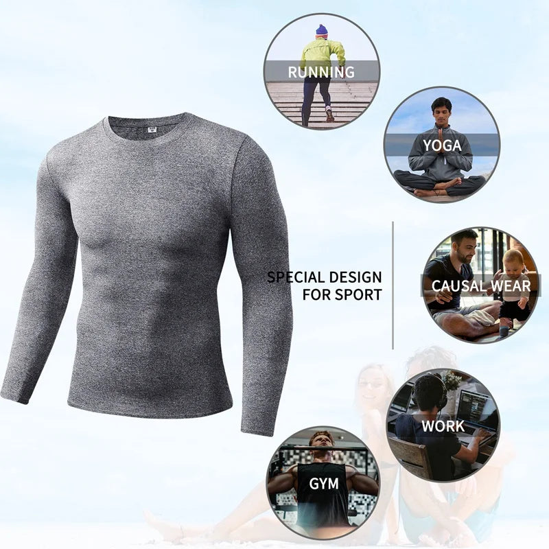 NEW S-3XL 5 Colors Men Compression Running T-Shirt Fitness Tight Long Sleeve Sport T-shirt Training Jogging Shirts Gym Sportswear Quick Dry Sports Clothes