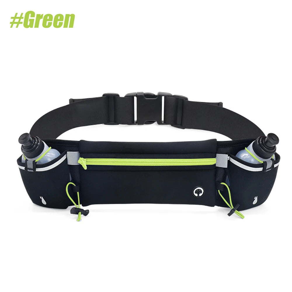 NEW Marathon Trail Running Belt with Double Water Bottles, Fanny Pack Fits 7 inches Phones, Waist Pack for Outdoor Running Hiking Climbing Waist Bags Sports Supplies