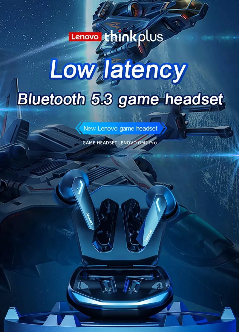NEW Arrivals 5 PCS Set Original Lenovo GM2 PRO TWS Wireless Headphones Bluetooth 5.3 Earphones Touch Control HD Earbuds Sports Headphone with Mic