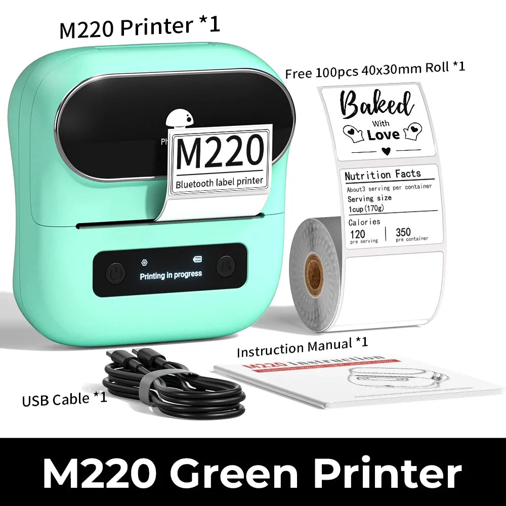 NEW Arrivals Original PHOMEMO M220 Label Printer 75mm Thermal Label Maker for Barcode Address Labeling Mailing File Folder Labels for Phone & PC Home Office Business