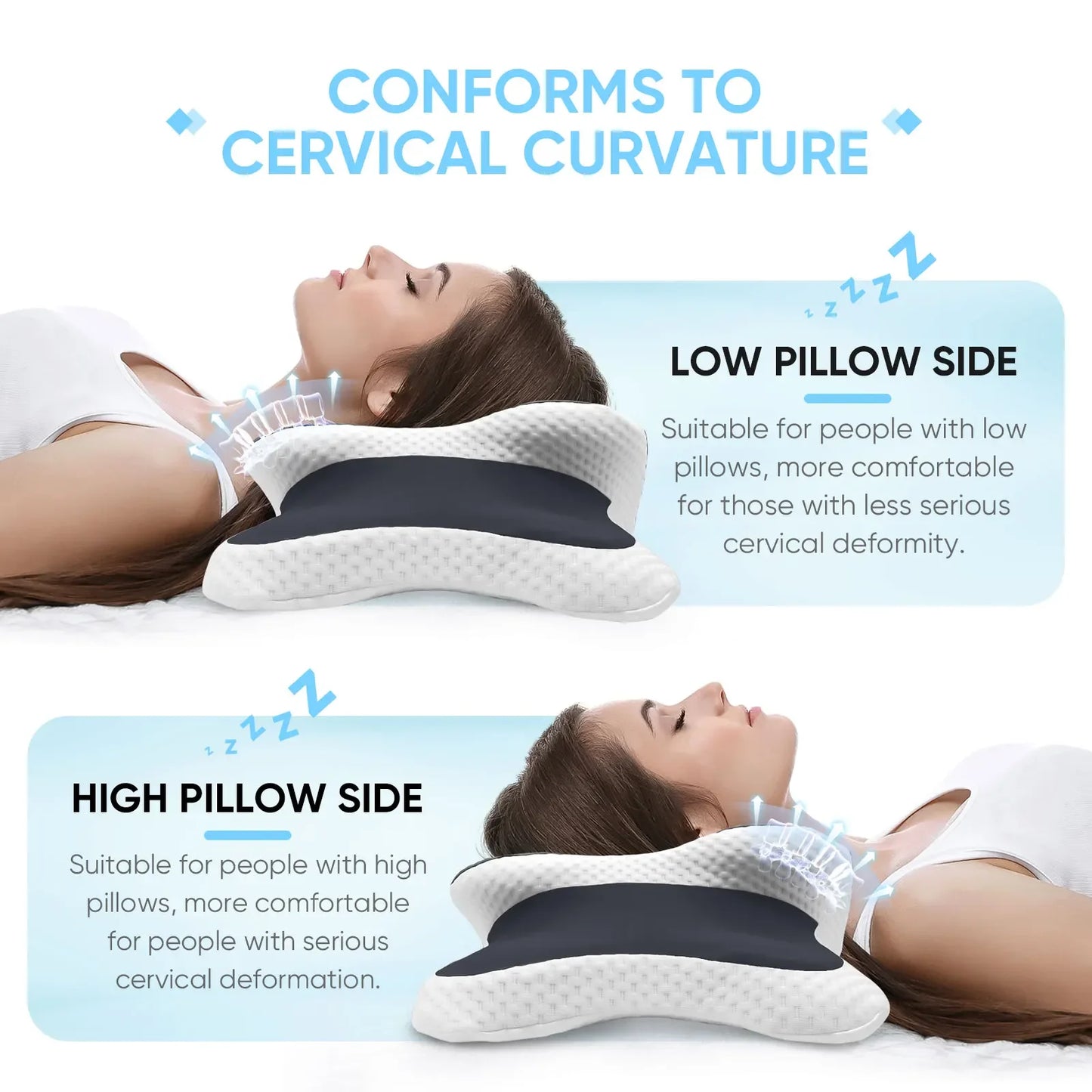 NEW Orange/Dark Gray Color Ergonomic Butterfly Top Quality Memory Foam Pillows Butterfly Shaped Relaxing Cervical Slow Rebound Neck Pillow Pain Relief Sleeping Orthopedic Cushion