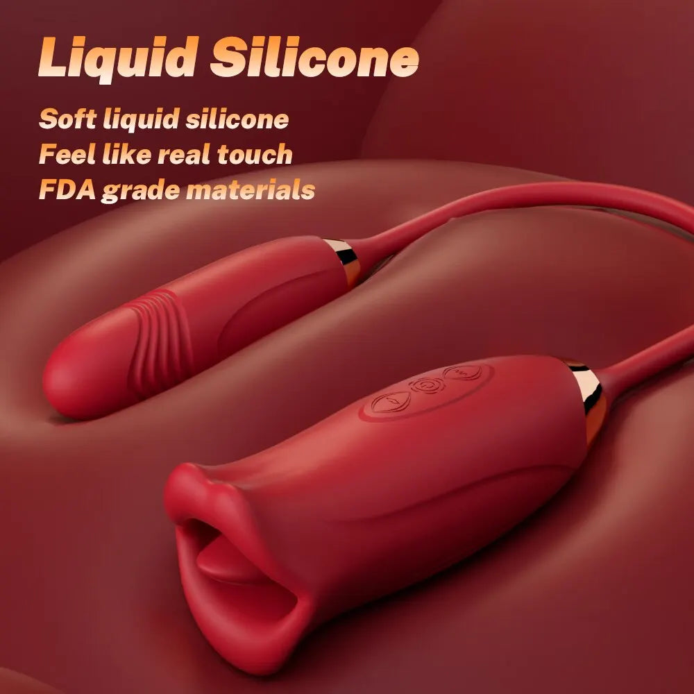 Powerful Thrusting Sucking Dildo Vibrator for Women Tongue Licking Clitoris Sucker Oral Nipple Stimulator Egg Sex Toys for Adult