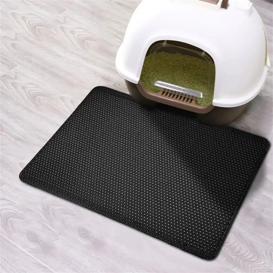 NEW Arrivals S-XL( 60X90CM) 6 Colors Cat Litter Mat Waterproof Urine Proof Kitty Litter Mat Honeycomb Double Layer Litter Box Mat Skidproof Soft EVA Cat Litter Mat Pets Hygiene Supplies