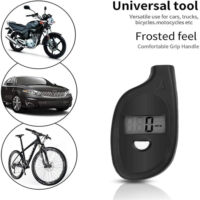 NEW Arrivals 2PCS Set Mini Keychain Style Tire Gauge Digital LCD Display Car Tire Air Pressure Temperature Tester Meter Bicycles Auto Car Motorcycle Tire Safety Alarm