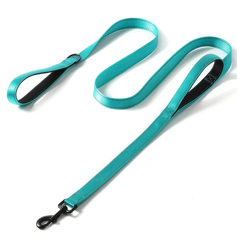 NEW Arrivals 9 Colors 1.2/1.5/1.8m Two Handle Heavy Duty Double Handle Nylon Dog Leash For Training Control Guard Rope Walking Cats Dogs Harness Lead Pets Accessories